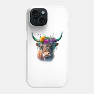 Highland Cow Cut Flowers Colorful Phone Case