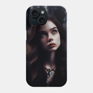 Sad Victorian girl looking into infinity Phone Case