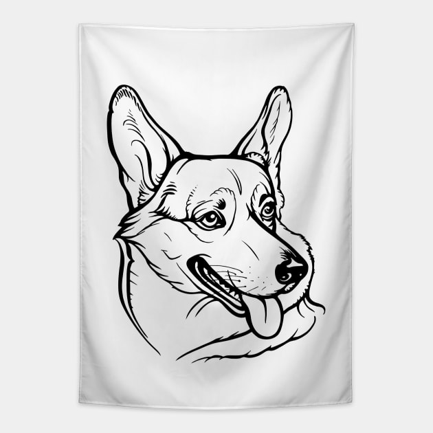 Corgi Dog Tapestry by Yulla