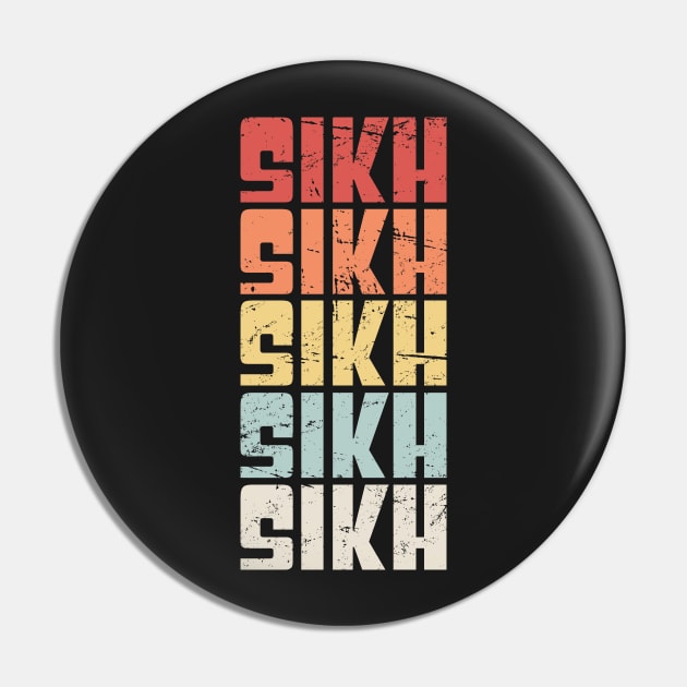 Retro 70s SIKH Text Pin by MeatMan