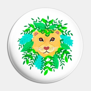 botanical gouache painted lion Pin