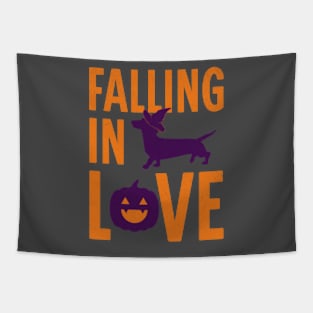 Falling In Love | Dachshund Lover | Doxie Graphic | Wiener Dog Tapestry