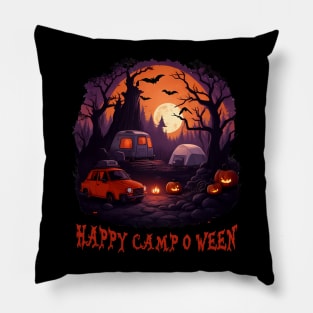 Happy Camp O Ween Camping Halloween Costume Pumpkin Pillow