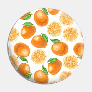 Watercolor tangerines Pin