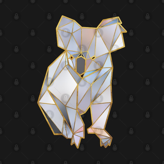 Koala Geometric Gold Lines 2 by HappyGiftArt