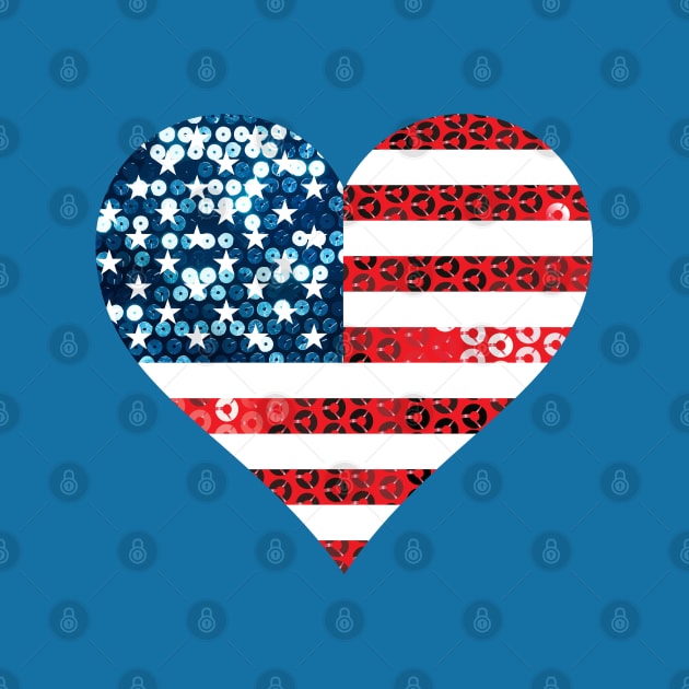 usa flag heart sequin print by gossiprag