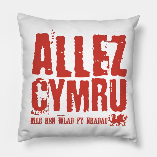 Allez Cymru, Wales in France Pillow by Teessential