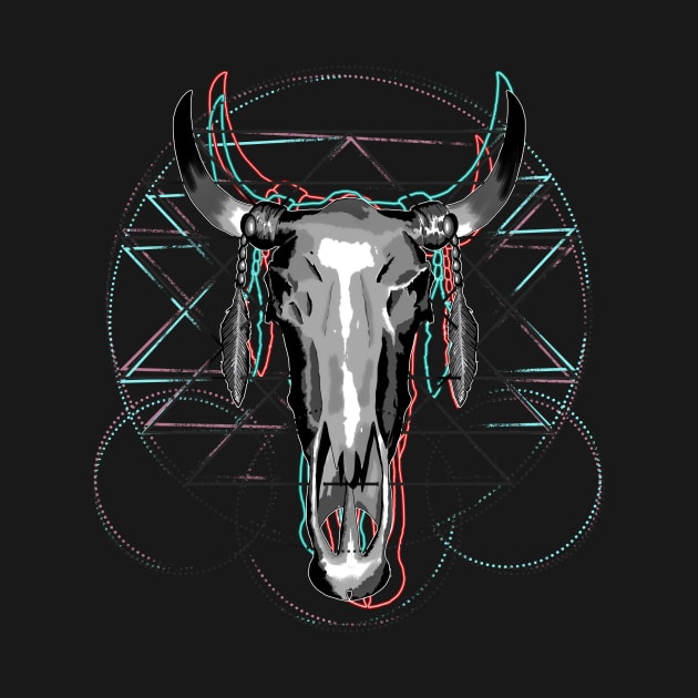 Geometric Gltich, Steer Skull by Lenny241