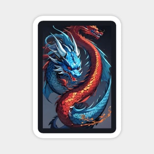 Red and blue Chinese dragons Magnet