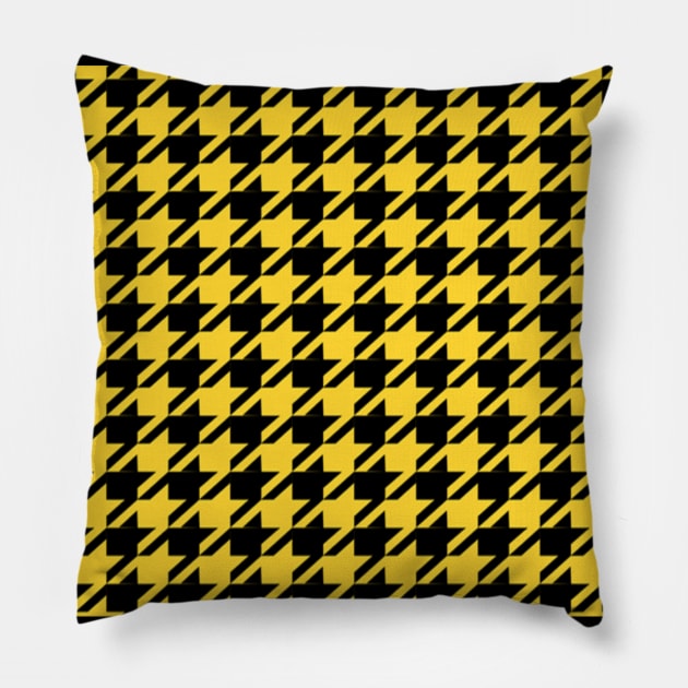 Houndstooth/Dogtooth pattern black and yellow Pillow by TintedRed