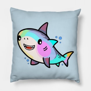 Happy smiling baby shark with bubbles. Kawaii cartoon Pillow