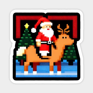 Pixel Santa Reindeer Magnet