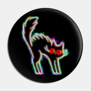 Black Cat Glitch Electric Shocked Neon Glow Pin