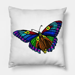 Colorful Blue and Orange Monarch Butterfly Pillow