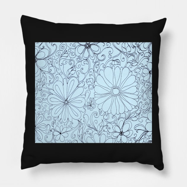 BLUE AQUA FLORAL PATTERN Pillow by jacquline8689