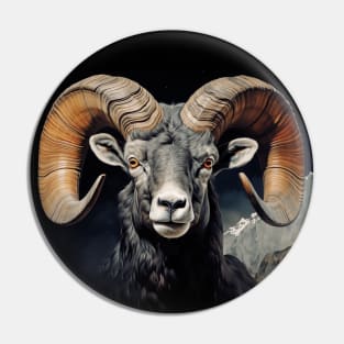 Bighorn Sheep Ram Wildlife Illustration Pin
