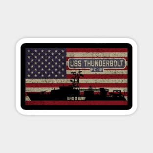 Thunderbolt PC-12 Cyclone-class Coastal Patrol Ship Vintage USA American Flag Gift Magnet