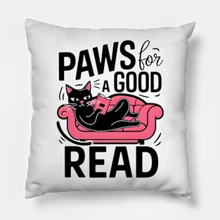 Paws for a Good Read | Funny Cat reading book Pillow