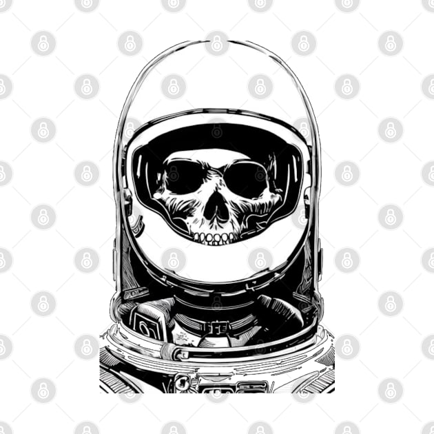 Scary BW Skull Astronaut by Basunat