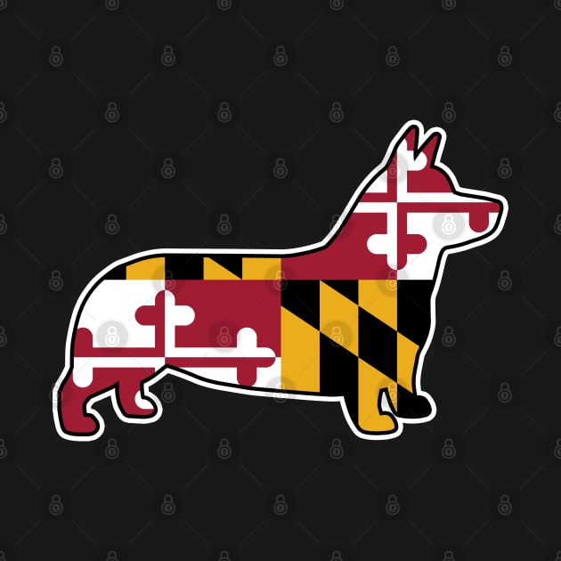 Corgi Silhouette with Maryland Flag by Coffee Squirrel