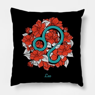 Floral Zodiac Sign Leo Gift Women Men Pillow