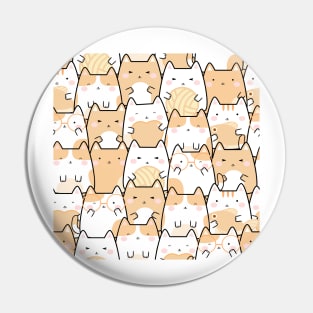 Kawaii Cute Cats Pattern Orange Pin