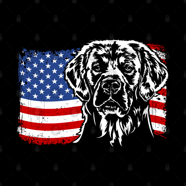 Golden Retriever Mom Dad American Flag patriotic dog by wilsigns