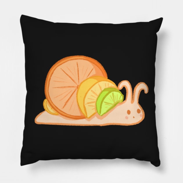 citrus snail Pillow by avercado-art