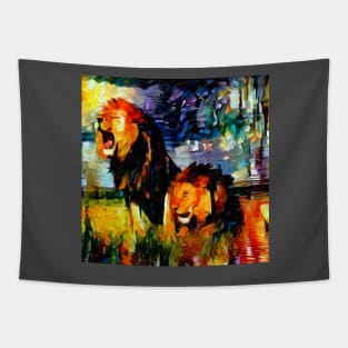 lion painting (leo art, lion king) Tapestry