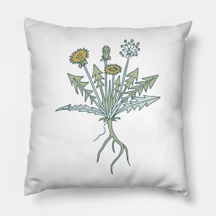 hand drawn spring dandelion pattern on blush pink Pillow