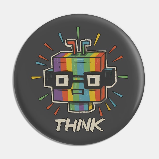 Pixelated Pondering - A Brainstorming Bot Pin by C.Note