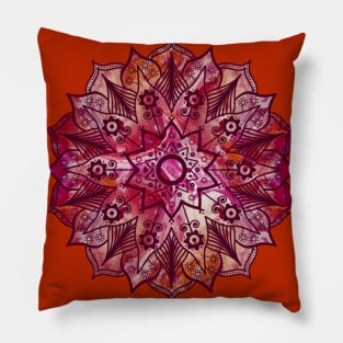 Burnt Orange Paint Pour Mandala Pillow