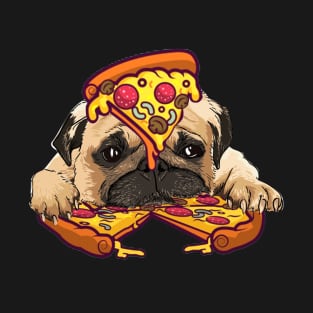 Pug Dog Pizza Funny For Boy Girl On Birthday T-Shirt