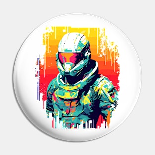 Man With Helmet Video Game Character Futuristic Warrior Portrait  Abstract Pin