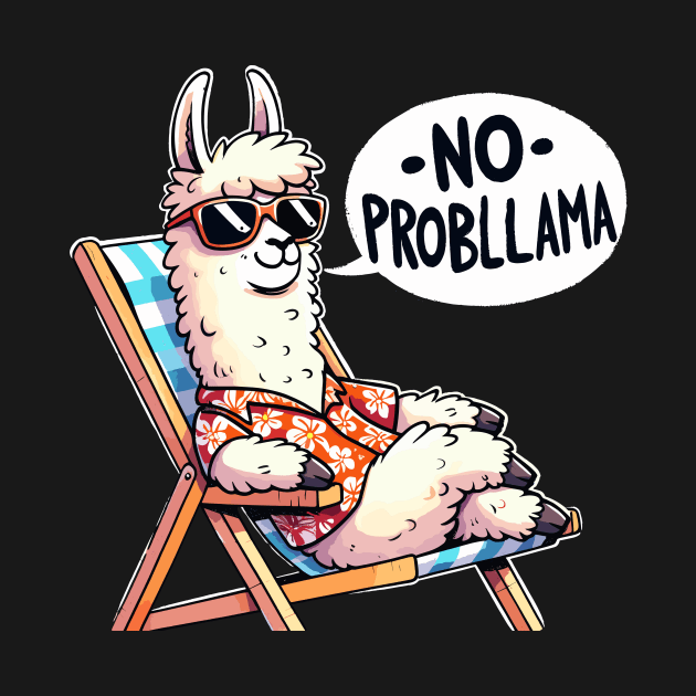 No Probllama Llama (Back Print) by DoodleDashDesigns