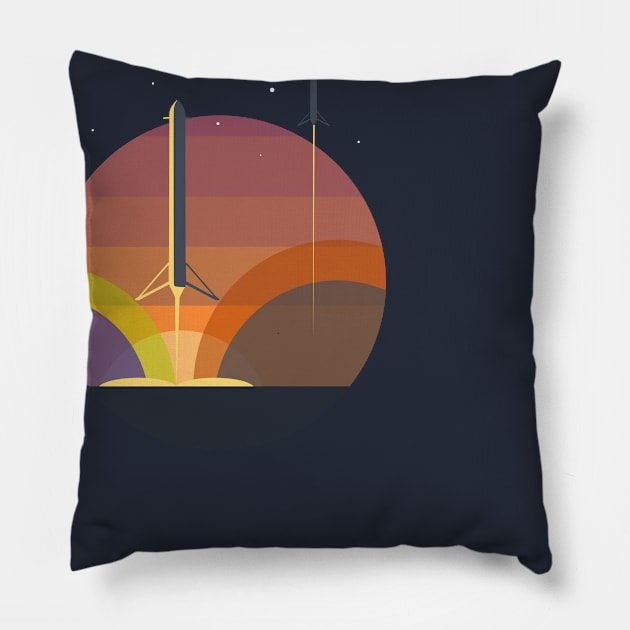 Falcon 9 heavy launch v.2 Pillow by Zakaria Azis