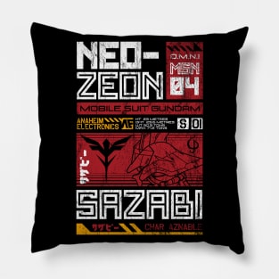 Neo Zeon - Mobile Suit Sazabi - Vintage Distressed Retro Mecha Anime Pillow