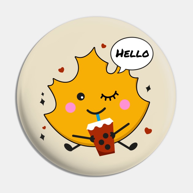 Cute autumn leaf drinking bubble milk tea Pin by Riczdodo