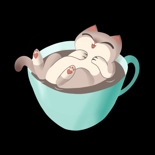 Siamese Cat in Coffee Mug Kawaii Cute latte kitty by BluVelvet