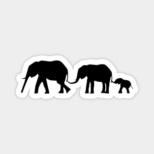 Silhouettes of 3 Elephants Holding Tails Magnet