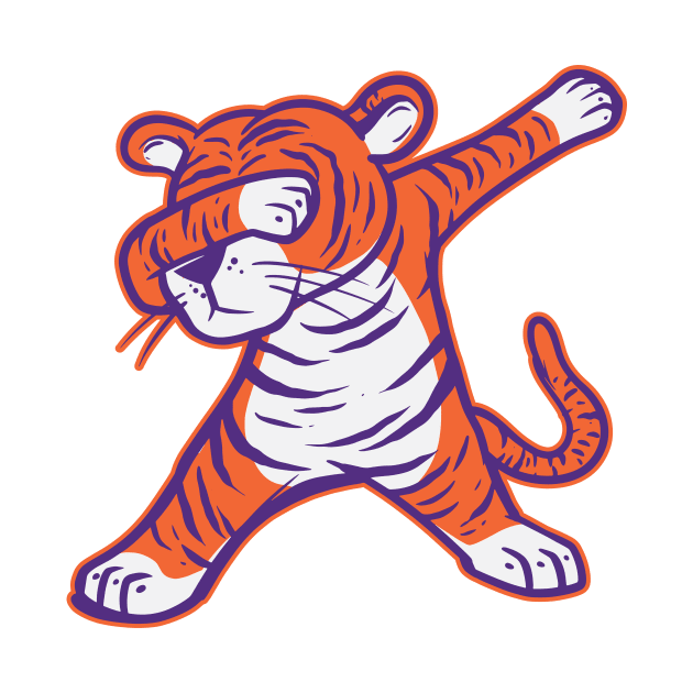 Dabbing Tiger // Orange and Purple Cartoon Tiger by SLAG_Creative