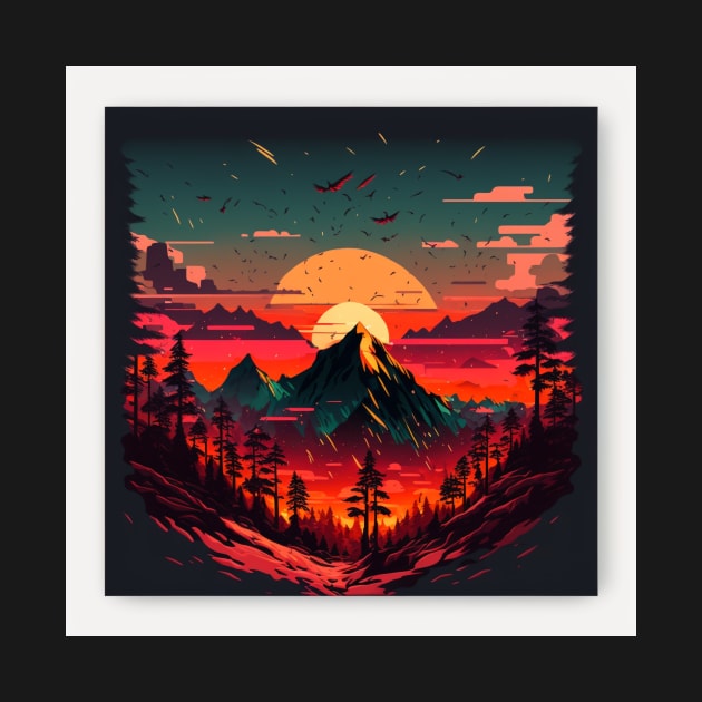 Mountain Sunset Forest by ArtShotss