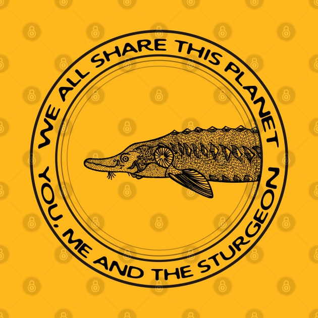 Sturgeon design - meaningful fish drawing for animal lovers by Green Paladin