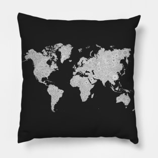 Flowers World Map, Floral Map of the World Pillow