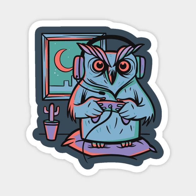 Night Owl Funny Gamer Cartoon // Late Night Gaming - Night Owl - Magnet | TeePublic Night Owl Funny Gamer Cartoon // Late Night Gaming - Night Owl - Magnet | TeePublic