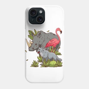 Flamingo rhino Wolf Hand drawn Phone Case