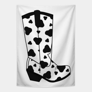 BLACK Cow Spots Cowboy Boots Tapestry