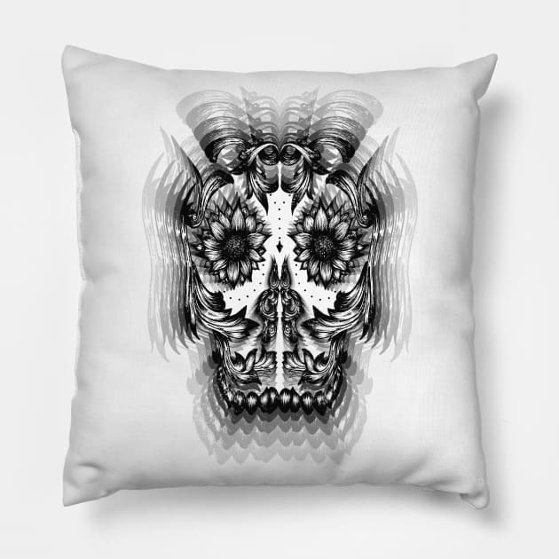 Sugarskull, Ornament Skull,  trippy,psychedelic Pillow by Lenny241