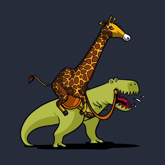 Giraffe Riding T-Rex Dinosaur - Giraffe Riding T Rex Dinosaur - Long Sleeve T-Shirt | TeePublic