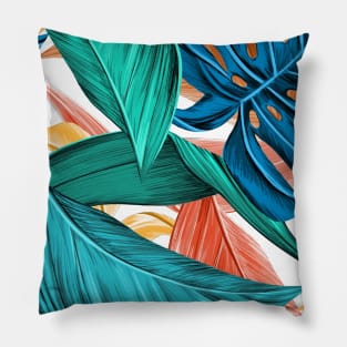 Sage Green Leaves Purple Blush blue Flowers Pillow